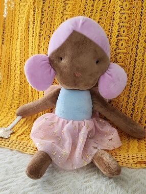 Max Studio Brown Plush Fairy Doll with Pink Hair and Pink Tutu